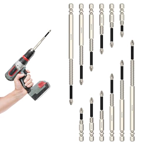 Dayinkes 12PCS Hochmagnetisches Schraubendreher-Bohrer-Set, Anti-Rutsch-Magnet-Schraubendreher-Bits, Mit Schnellwechsel-Präzisionsspitzen 25-150mm Satz, High-Magnetic Screwdriver Drill Bit von Dayinkes