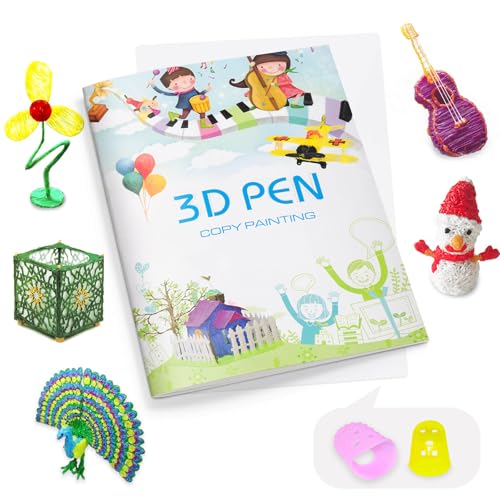 Dayker 3D-Druck-Zeichenbuch, wiederverwendbare Vorlage mit 40 lebendigen Mustern mit einer transparenten PVC-Platte, dicke Papiermalerei-Graffiti-Schablonen für 3D-Stift-DIY-Geschenke von Dayker