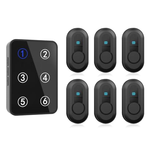 Daytech Elderly Pager, 6-stellige Display-Positionierung, 110 dB, für Zuhause, Pflegeheim, Krankenhaus (1 Empfänger + 6 Tasten) von Daytech