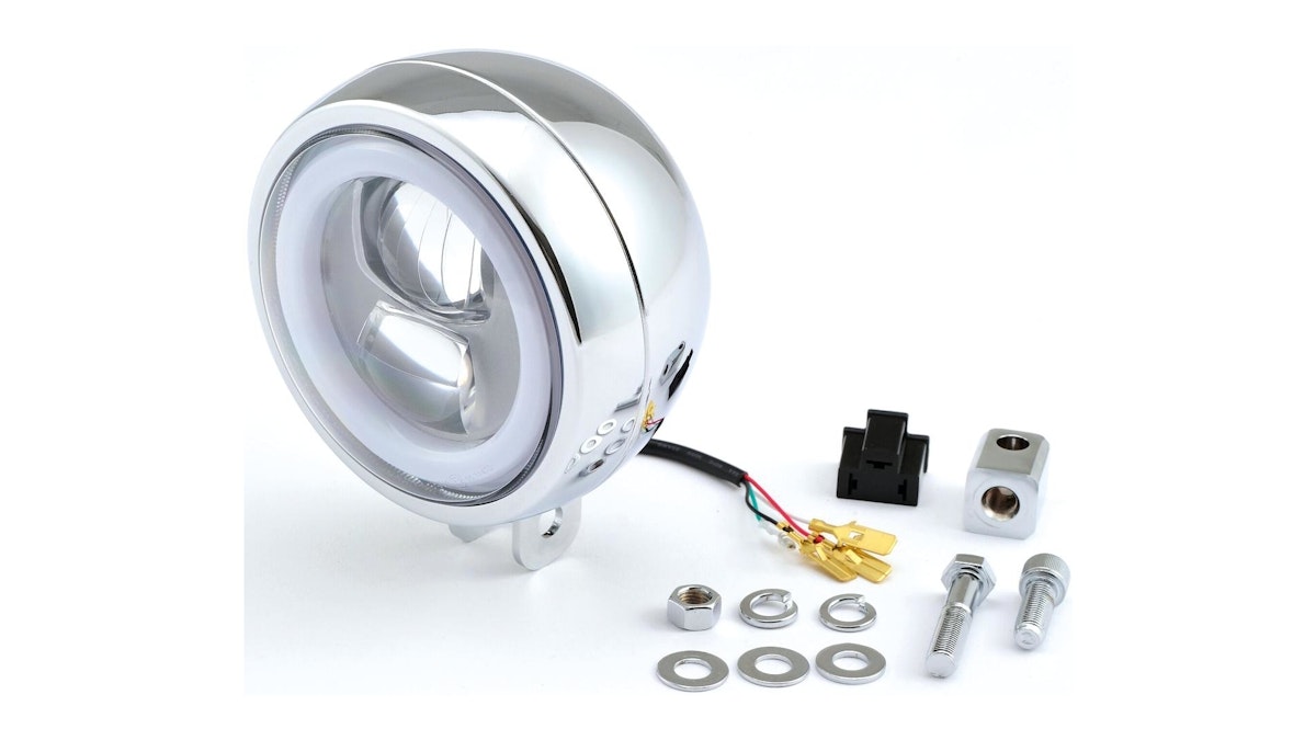 Daytona Hauptscheinwerfer LED Chrom mit unterer Halterung von Daytona