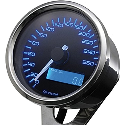 TACHOMETER VELONA,SW LED-BLAU 260KM/H von Daytona