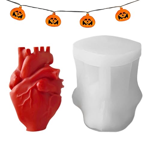 Dayysiuy 3D Menschliches Herz Schokoladenform, Handgefertigte 3D Silikonform Menschliches Herz, Vielseitige Bastelhilfe für Wachs Zement Harz Dessert Cupcake Deko von Dayysiuy