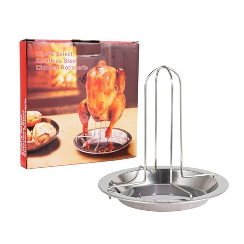 Dayysiuy Grillständer Für Bierdosen-Huhn - Edelstahl BBQ Halter Zum Grillen | Vertikaler Bratstand Mit Auffangschale Für Outdoor Restaurant Garten Zuhause Camping Tailgating von Dayysiuy
