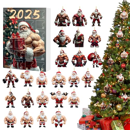 Dayysiuy Weihnachtskalender Countdown, 24 Tage 2D Acryl Bodybuilder Santa Ornament Countdown Kalender für Kinder, Niedlicher Weihnachtsanhänger Für Frauen Männer Jugendliche Mädchen Familie Freunde Dayysiuy Weihnachtskalender Countdown, 24 Tage 2D Acryl Bodybuilder Santa Ornament Countdown Kalender für Kinder, Niedlicher Weihnachtsanhänger Für Frauen Männer Jugendliche Mädchen Familie Freunde von Dayysiuy