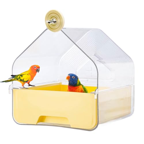 Pull-Out External Parrot Feeder, Externer Papageiens Futterspender, Transparenter Papageiens Wasserspender Mit Zwei Futtertrögen, Sicherer Badewannen-Wassernapf Für Finken, Kolibris von Dayysiuy