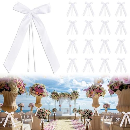 DazSpirit 100 Stück Autoschleifen Hochzeit Weiß, Einfach zu Bindende Antennenschleifen Autoschmuck Hochzeitsdeko, Gastgeschenke Hochzeit Schleifen für Deko, Haarschmuck, Auto Deko von DazSpirit