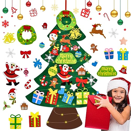 DazSpirit DIY Filz Weihnachtsbaum Set, 3.28Ft Deko Für Kinde, Tannenbaum mit Vielfältigen Abnehmbaren Ornamenten, Ideal für Home Tür Wand Hängend Weihnachtsdekoration von DazSpirit