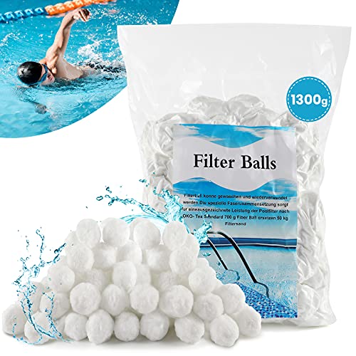 DazSpirit Filterbälls Für Sandfilteranlagen 1300g Filterbälle Für Pool Ersetzen Ersatz Für 46Kg Filtersand Und Quarzsand, Geeignet Für Pool Filter Schwimmbad Filteranlage, Poolreinigung Zubehör von DazSpirit