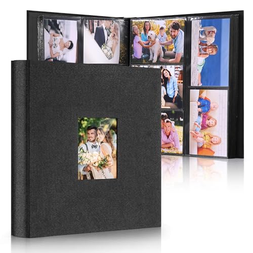 DazSpirit Großes Fotoalbum Einsteckalbum für 600 Fotos (10x15 cm) - Leinenbindung, Personalisierbar, Ideal für Familie, Hochzeiten, Reisen & Baby-Erinnerungen, Fotobuch zum Einstecken, Schwarz von DazSpirit