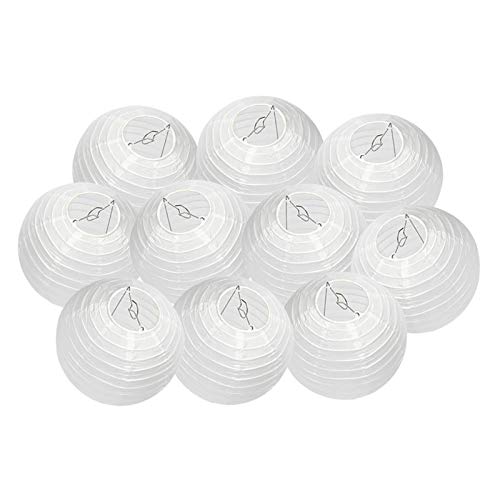 DAZONE Papierlaterne, 10 Stück, Lampenschirm, weiß, ohne LED-Lampion, chinesische Kugel, für Hochzeit, Geburtstag, Party, Haus, Weihnachten (25 cm) von Dazone