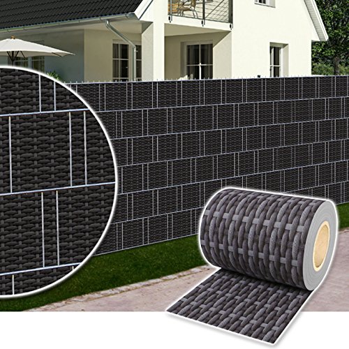 Dazone®Sichtschutzstreifen Zaun 70 m x 19 cm inkl. 30 Clips, PVC Sichtschutz Zaunfolie Sichtschutzstreifen Doppelstabmatten für Gartenzaun (Rattan-Anthrazit) von Dazone