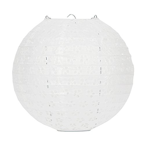 Dazone 10 Stück Papier Laterne Lampion rund Papierlampen Lampenschirm für Hochzeit Kirche Garten Party Dekoration Ballform (8" (20cm), Weiß) von Dazone