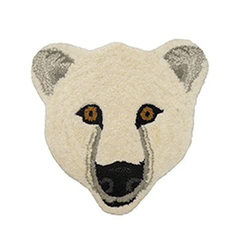 Dazzerake FintoCashmere Teppich Waschbarer Weicher Rutschfester Teppich Dekorative Eingangsmatte in Tierform Stuhlkissen Sofamatte (Weißer Bär, 36 x 34 cm) von Dazzerake