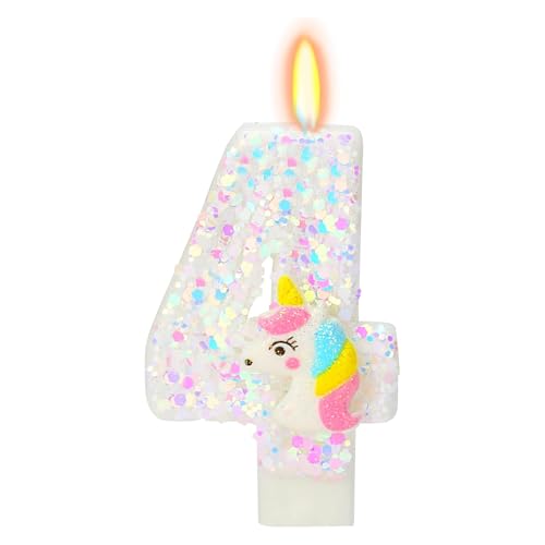 DazzJoy Einhorn Geburtstagskerzen Zahlen 4, Einhorn Kerze 4 Geburtstag Mädchen, Unicorn Geburtstagskerze 4. Geburtstag Mädchen, Unicorn Tortendeko Geburtstagsdeko 4 Jahre, Kerzen Zahlen 4 Weiß DazzJoy Einhorn Geburtstagskerzen Zahlen 4, Einhorn Kerze 4 Geburtstag Mädchen, Unicorn Geburtstagskerze 4. Geburtstag Mädchen, Unicorn Tortendeko Geburtstagsdeko 4 Jahre, Kerzen Zahlen 4 Weiß von Dazzjoy