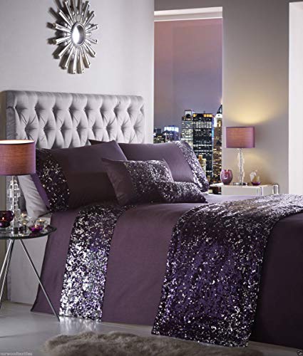 Dazzle Glamorous Bettwäsche-Set mit Pailletten, 100% Polyester, Amethyst-Violett, Super-Kingsize-Bett Dazzle Glamorous Bettwäsche-Set mit Pailletten, 100% Polyester, Amethyst-Violett, Super-Kingsize-Bett von Dazzle