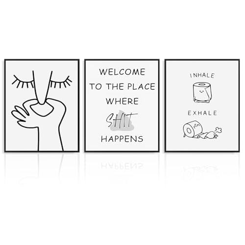 Dazzlewall 3 Stück Minimalistische Badezimmer Humor Bilder, Lustige Schlechter Geruch Schilder Drucke für Badezimmer Toiletten Deko 8x10 Zoll Ungerahmt von Dazzlewall