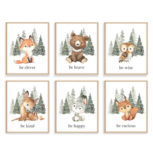 Dazzlewall 6 Stück Kinderzimmer Tiere Wandbilder, Wald Hirsch Bär Fuchs Leinwand Bilder, Motivationszitate Poster für Baby Kinder Zimmer Dekor 20x25 cm Ungerahmt Dazzlewall 6 Stück Kinderzimmer Tiere Wandbilder, Wald Hirsch Bär Fuchs Leinwand Bilder, Motivationszitate Poster für Baby Kinder Zimmer Dekor 20x25 cm Ungerahmt von Dazzlewall