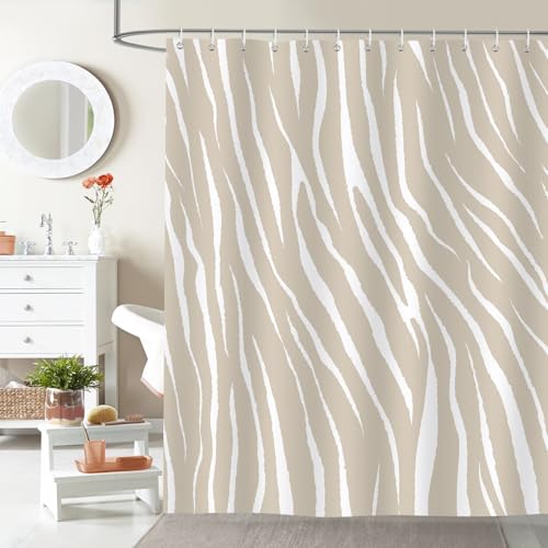 Dazzlewall Braun Streifen Duschvorhang 180x180cm, Abstrakte Linien Badezimmer Vorhang Wasserdicht Schimmelresistent mit 12 Haken Dazzlewall Braun Streifen Duschvorhang 180x180cm, Abstrakte Linien Badezimmer Vorhang Wasserdicht Schimmelresistent mit 12 Haken von Dazzlewall