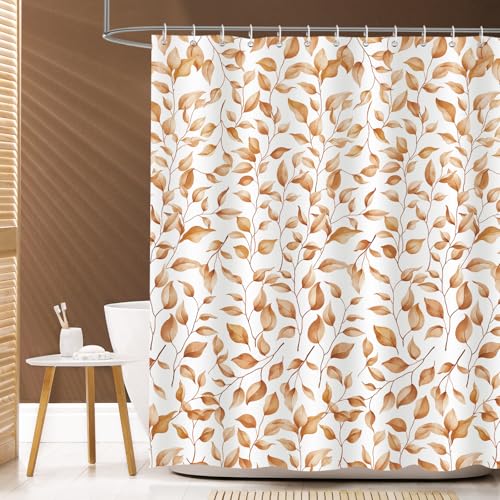 Dazzlewall Duschvorhang Herbst Blätter 180x180cm, Gelb Aquarell Pflanze Badezimmer Vorhang Wasserdicht Anti-Schimmel Polyester mit 12 Haken von Dazzlewall