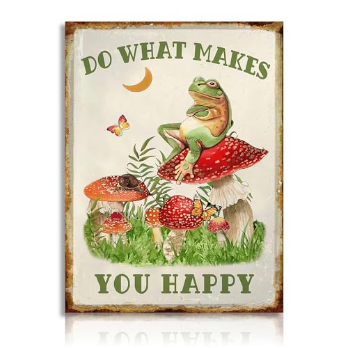 Dazzlewall Motivation Poster Witziger Frosch auf Pilz sitzend, Niedlich Lustig Wandbilder für Wohnzimmer Küche Leinwand Bilder 30x40 cm Ohne Rahmen von Dazzlewall