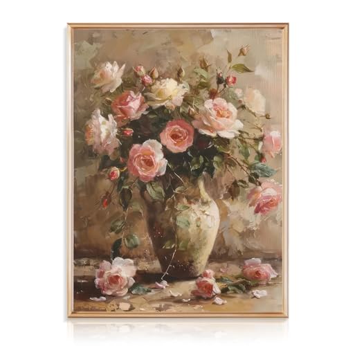 Dazzlewall Vintage Blumen Leinwand Bild, Französisch Land Blumen Wandbild für Badezimmer Schlafzimmer Wohnzimmer Dekor 30x40 cm Ungerahmt von Dazzlewall