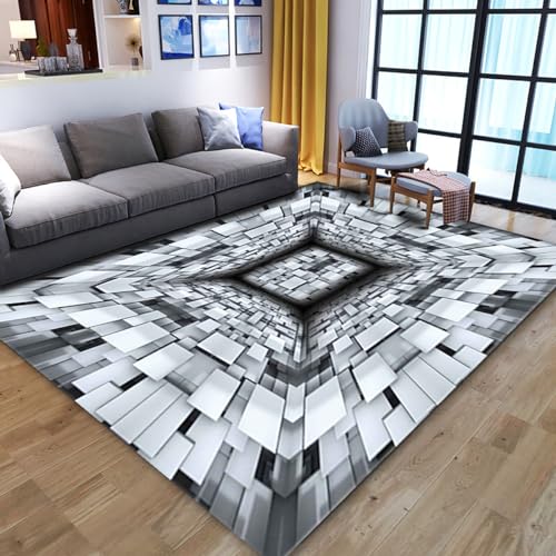 Dazzluxe 3D-Teppich Mit Optischer Täuschung, Vortex-Illusions-Bodenmatte, Moderner, Abstrakter, Rutschfester 3D-Teppich Für Türeingang, Badezimmer, Treppen, Spielzimmer, Wohnzimmer,K,160 * 230cm von Dazzluxe