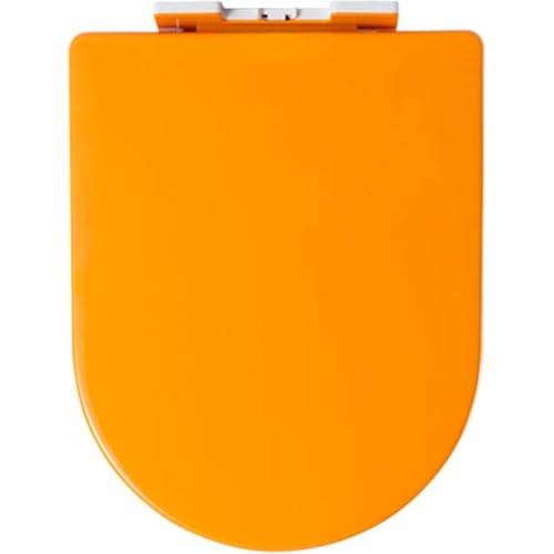 Dazzluxe Bunter Toilettensitz in D-Form, Toilettensitze Mit Absenkautomatik Und Verstellbaren Scharnieren Zur Befestigung Oben, Toilettendeckel Aus PP-Material Mit Schnellverschluss,Orange von Dazzluxe
