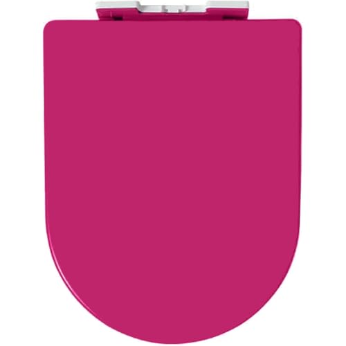 Dazzluxe Bunter Toilettensitz in D-Form, Toilettensitze Mit Absenkautomatik Und Verstellbaren Scharnieren Zur Befestigung Oben, Toilettendeckel Aus PP-Material Mit Schnellverschluss,Rose von Dazzluxe