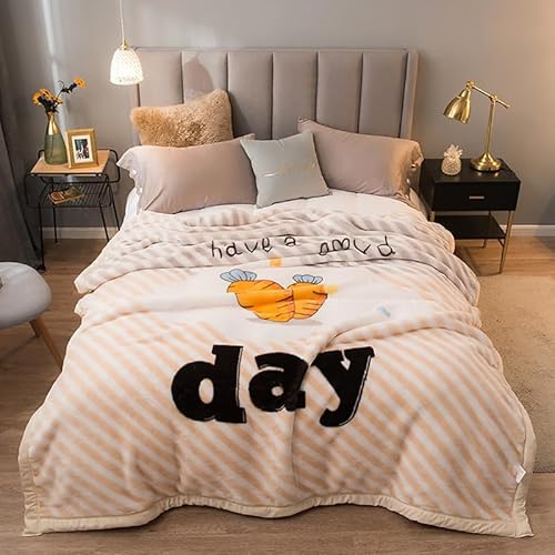 Dazzluxe Fleecedecke Queen Size 150 x 200 cm, Schwere Koreanische Nerz Plüschdecken, 2-Lagige Wendbare Bedruckte Weiche Mikrofaser-Überwurfdecken Für Herbst Und Winter von Dazzluxe