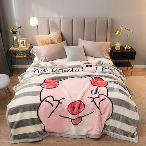 Dazzluxe Fleecedecke Queen Size 200 x 230 cm, Schwere Koreanische Nerz Plüschdecken, 2-Lagige Wendbare Bedruckte Weiche Mikrofaser-Überwurfdecken Für Herbst Und Winter von Dazzluxe