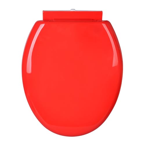 Dazzluxe Runder PP-Toilettensitz Mit Deckel, Leiser, Farbiger WC-Sitzbezug Mit Soft-Close-Funktion, Einfach Zu Reinigen, Verstellbarer Toilettensitz Aus Kunststoff, Rot von Dazzluxe