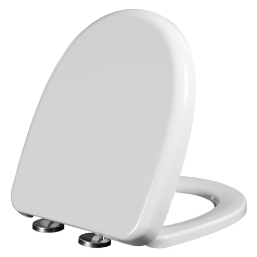 Dazzluxe Toilettensitz Mit Absenkautomatik, Robuster Weißer Toilettendeckel Aus PP Mit Verstellbaren Scharnieren, Schnell Zu Öffnender WC-Sitz Für Einfache Reinigung Und Montage von Dazzluxe