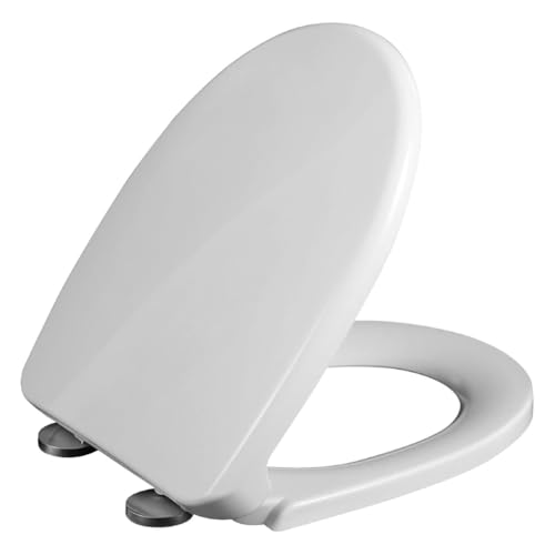Dazzluxe Toilettensitz Mit Absenkautomatik, Weiße WC-Sitz Mit Verstellbaren Scharnieren, Toilettensitze Mit Einfacher Befestigung Von Oben, Langlebiger Toilettendeckel Aus PP in D-Form von Dazzluxe