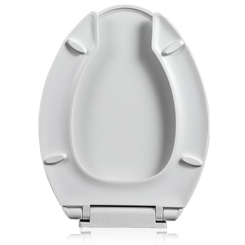 Dazzluxe Verlängerter Toilettensitz, Kommerzielle Toilettensitze Mit Offener Vorderseite Und Sanft Schließendem Toilettendeckel, Robuster Weißer WC-Sitz Aus Kunststoff von Dazzluxe