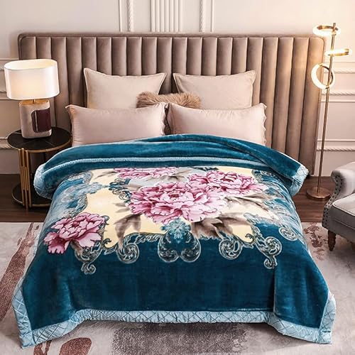 Kuscheldecke Queen Size 180 x 220 cm, Schwere Koreanische Nerzdecken, 2-Lagige Weiche Warme Fleecedecke Mit Raschel-Aufdruck Decke üBerwurf FüR Herbst-Winterbett-Heimgeschenke von Dazzluxe
