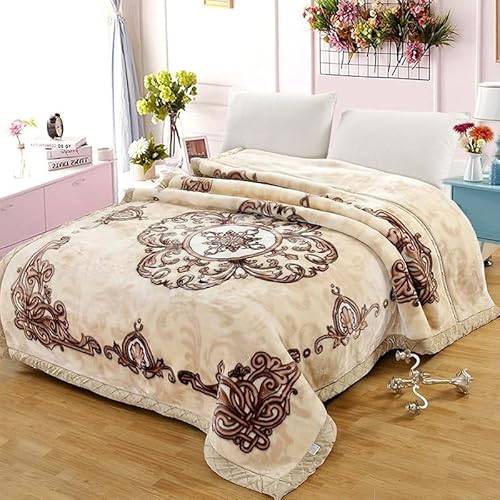 Kuscheldecke Queen Size 180 x 220 cm, Schwere Koreanische Nerzdecken, 2-Lagige Weiche Warme Fleecedecke Mit Raschel-Aufdruck Decke üBerwurf FüR Herbst-Winterbett-Heimgeschenke von Dazzluxe