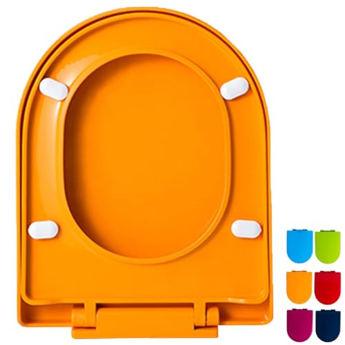 Toilettensitz, Langsam Schließend, Toilettensitz Aus PP-Material Mit Rutschfesten Sitzstoßstangen, Einfach Zu Installieren Und Zu Reinigen, Farbiger Ersatz-Toilettensitz,Orange von Dazzluxe