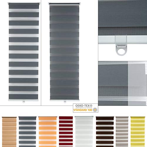 DbKW (Orange, 120 x 150 cm) Doppelrollo Duo-Rollo Klemmfix Blickdicht ohne Bohren Easyfix Fenster Klemmrollo… von DbKW