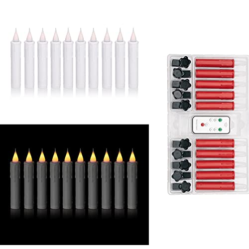 DbKW (Rot) 3D-Flamme Baumkerzen 10er Set mit Fernbedienung, 6 Stunden Timer, Baumhalter und Batterien. Weihnachtskerzen - Christbaumkerzen - Weihnachtsbaumkerzen - täuschend echtes 3D-Licht von DbKW