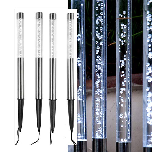 4er Set Edelstahl/ Acryl Solar LED Garten Sticks mit Dämmerungssensor. Leuchte, Lampe, Wegeleuchte, Wegbeleuchtung, Garten, Terrasse… von DbKW