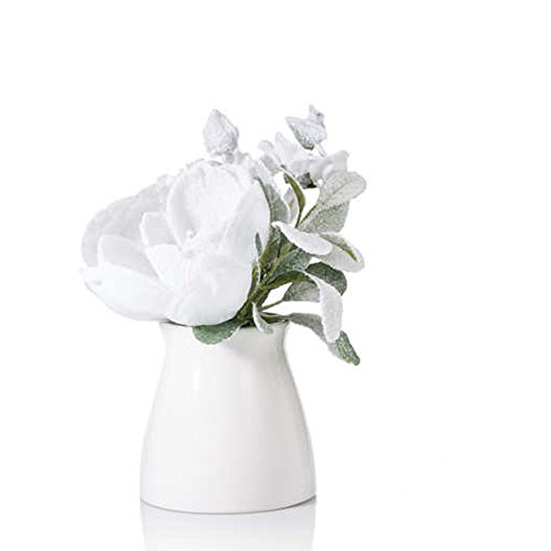 Beschneites Christrosen Kunstblumen-Bouquet in Keramik Vase, mit Magnolien, Eselsohr und Tannenzweigen … von DbKW