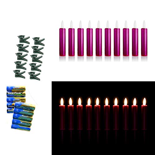 DbKW (Erweiterungsset Lila 10er) NEUHEIT! Echtflamme-LED Christbaumkerzen, Fernbedienung Timer Dimmfunktion Flackerlicht! Baumkerzen Weihnachtskerzen von DbKW