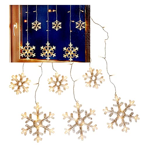 DbKW (Schneeflocke) Fenster-Lichterkette Sterne, 63 LEDs, Weiß oder Multicolor, Lichtervorhang, Batteriebetrieben, bestimmte Modelle mit Timer… von DbKW