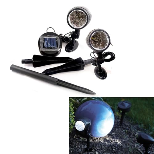 DbKW Brema Solar weiße LED- Spotlight Set Solarstrahler extra Panel Spot Wegeleuchte von DbKW