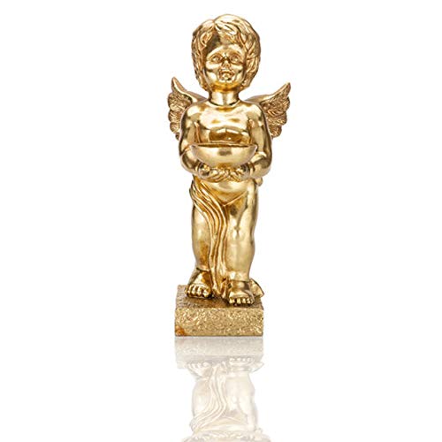 DbKW Große XXL Dekofigur Engel 33-41 cm, Antik-Finish Gold. Engelpaar, Putten (Engel mit Tablett)… von DbKW