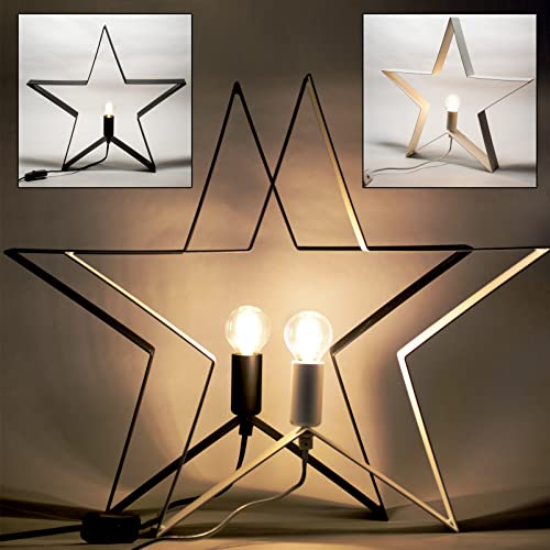 DbKW Stern-Leuchte mit LED Filament Leuchtmittel. Schwarz oder Weiß, 44cm Höhe. Tischleuchte, Tischlampe, Stern-Lampe (Schwarz) von DbKW