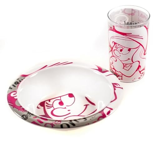 "Die Schlümpfe" Geschirr Set, Teller & Becher, Pink oder Blau - Smurf (PINK)… von DbKW