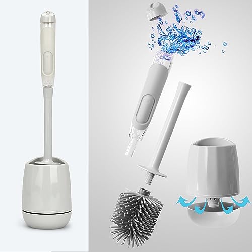 Hygienische Silikon WC-Bürste mit Sprühfunktion, antibakterielle Toilettenbürste (Grau)… von DbKW