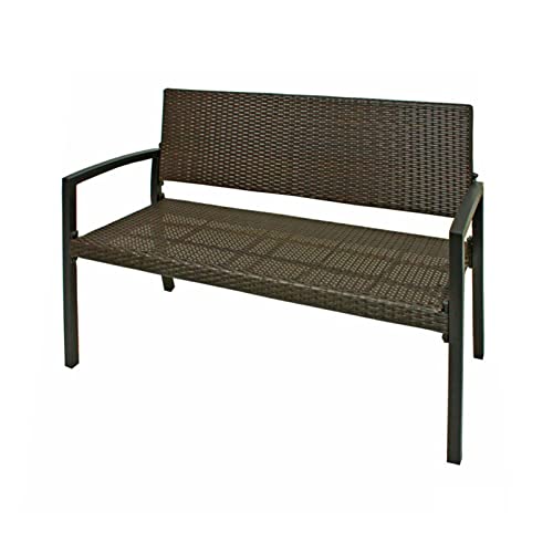 Parkbank Polyrattan Kunststoffgeflecht Farbe: Coffee, Gartenbank Rattanbank Garten Bank von DbKW