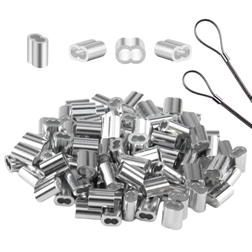DBALL 200 Stücke Drahtseilklemme aus Aluminiumlegierung 2mm Seilklemme mit Doppelhülsen Klemmhülsen Würgeklemmen für Stahlseil Kabel Drahtseil 2mm von Dball